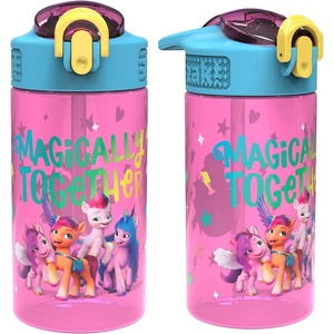 image:imageZak Designs Sesame Street Sage Kids Water Bottle For School or Travel 16oz Durable Plastic Water Bottle With Straw Handle and LeakProof PopUp Spout Cover 2Pack Set Elmo amp FriendsMy Little Pony 2pk