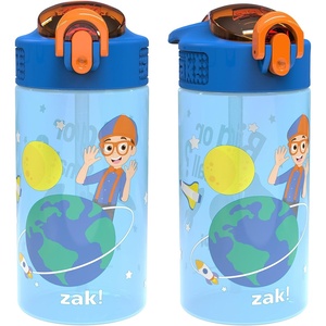 image:imageZak Designs Sesame Street Sage Kids Water Bottle For School or Travel 16oz Durable Plastic Water Bottle With Straw Handle and LeakProof PopUp Spout Cover 2Pack Set Elmo amp FriendsBlippi 2pk