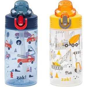 image:imageZak Designs Sesame Street Sage Kids Water Bottle For School or Travel 16oz Durable Plastic Water Bottle With Straw Handle and LeakProof PopUp Spout Cover 2Pack Set Elmo amp FriendsConstruction and Rescue