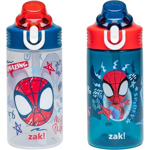 image:imageZak Designs Sesame Street Sage Kids Water Bottle For School or Travel 16oz Durable Plastic Water Bottle With Straw Handle and LeakProof PopUp Spout Cover 2Pack Set Elmo amp FriendsSpidey and His Amazing Friends