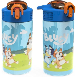 image:imageZak Designs Sesame Street Sage Kids Water Bottle For School or Travel 16oz Durable Plastic Water Bottle With Straw Handle and LeakProof PopUp Spout Cover 2Pack Set Elmo amp FriendsBluey Bottle 2pk