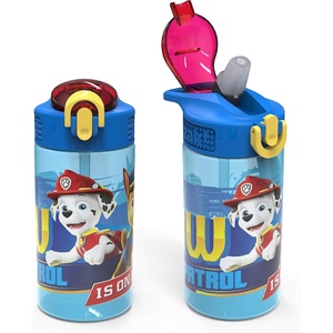 image:imageZak Designs Sesame Street Sage Kids Water Bottle For School or Travel 16oz Durable Plastic Water Bottle With Straw Handle and LeakProof PopUp Spout Cover 2Pack Set Elmo amp FriendsPaw Patrol Marshall Bottle 2pk