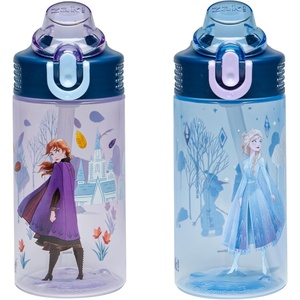 image:imageZak Designs Sesame Street Sage Kids Water Bottle For School or Travel 16oz Durable Plastic Water Bottle With Straw Handle and LeakProof PopUp Spout Cover 2Pack Set Elmo amp FriendsDisney Frozen Anna  Elsa
