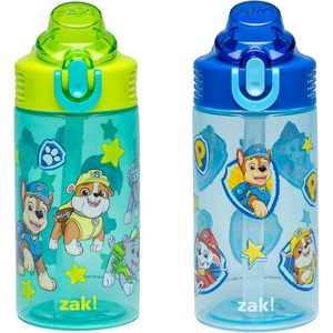 image:imageZak Designs Sesame Street Sage Kids Water Bottle For School or Travel 16oz Durable Plastic Water Bottle With Straw Handle and LeakProof PopUp Spout Cover 2Pack Set Elmo amp FriendsPAW Patrol Chase  Friends
