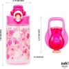 image:imageZak Designs Marvel Sage Kids Water Bottle For School or Travel 16oz Durable Plastic Water Bottle With Straw Handle and LeakProof PopUp Spout Cover SpiderManFlower Power