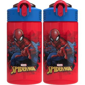 image:imageZak Designs Marvel Sage Kids Water Bottle For School or Travel 16oz Durable Plastic Water Bottle With Straw Handle and LeakProof PopUp Spout Cover SpiderMan